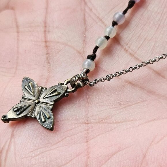 Vintage Necklace Brown Tone Chain Red Faux Stone Pendant Fashion Jewelry - Picture 8 of 10